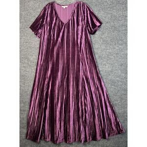 Woman Within Womens Purple Velvet Whimsigoth Maxi Dress Size 18W Holiday Boho
